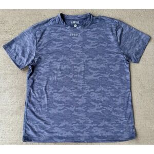 Nobull Mens T-Shirt Blue Camo Logo Print Short Sleeve Crew Neck Workout Size XL